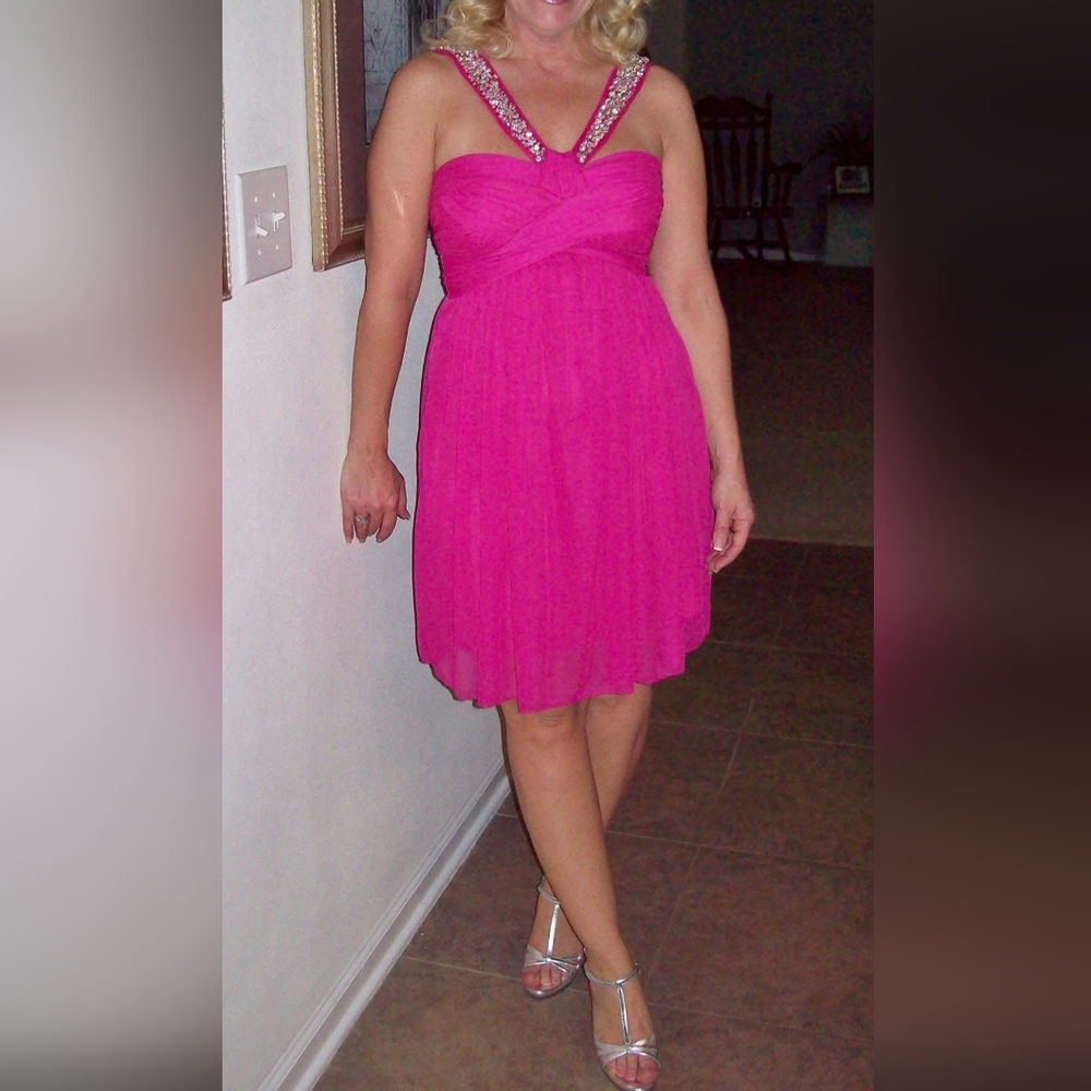 Elegant Pink Sleeveless Partyl Dress